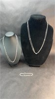 (2) STERLING SILVER NECKLACES & MATCHING BRACELET