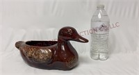 Vintage Brown Drip Glaze USA Duck Planter
