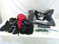 Large sports duffle bag,gloves, helmet, & more