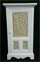 Tall White Wall Cabinet Chintz Roses
