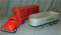 Scarce 3Pc 1955 Tonka Tractor with 2 Trailers