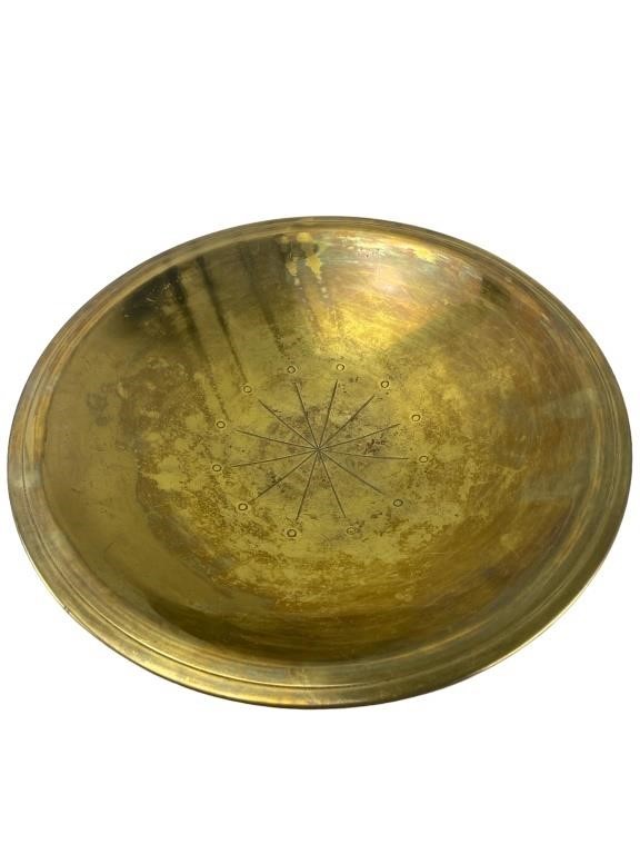 Tommi Parzinger Dorlyn Soild Brass Etched Bowl