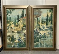 Italian Landscape Paintings, Pair, Signed