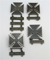 (4) ARMY STERLING MARKSMAN BADGE LOT
