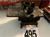 Vintage Iron Stove - Miniature With Accessories