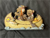 Teddy Bears in Canoe Ceramic Figurine