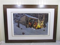 Framed limited edition print, “Hunter’s Fire” by