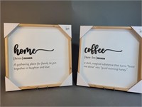'Home' & 'Coffee' Signs