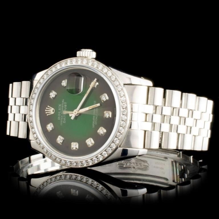 Diamond 36MM Rolex SS Datejust Watch