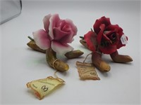 Set of 2 Dea Capodimonte Roses - Pink and Red