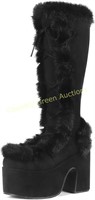 Women's Lace Up High Heel Boots  Size 8 Black