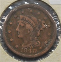 1848 U.S. Braided Hair Large Cent Coin