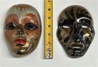 2 masques en laiton vintages