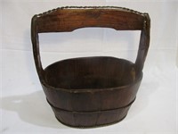Oval Wooden Bucket with Handle