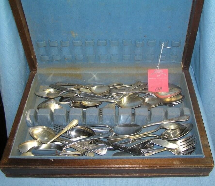 Box full of silver plate flatware