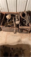 2 wooden boxes of car parts