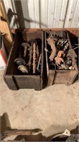 2 wooden boxes with car parts, cams