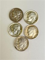 1945, 63, & 64 D & Unmarked Roosevelt Dimes