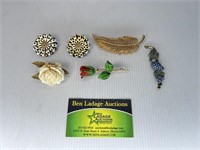 Flower Brooches and Ear Clips