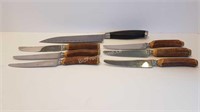 CALPHALON KNIFE + 6 BIRKS HORN HANDLED KNIVES