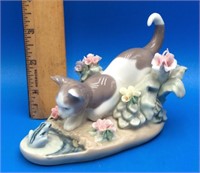 Lladro Cat and Frog Figurine