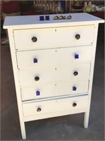 White 5 Drawer Chest with Fancy Knobs