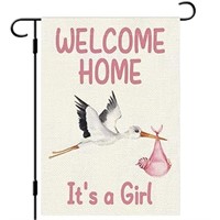 DLZDN Welcome Home Baby Girl Garden Flag Baby