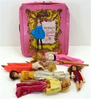 Vintage Barbie, Etc. Dolls plus Clothes in Case