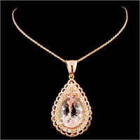 11.40ct Morganite & 1.16ctw Diam Pendant in 14K Go