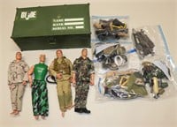 (4) GI Joe Action Figures with Footlocker and Acce