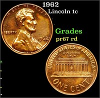 Proof 1962 Lincoln Cent 1c Grades Gem++ Proof Red