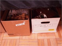 Two boxes including figurines, china