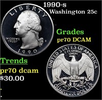 Proof 1990-s Washington Quarter 25c Grades GEM++ P