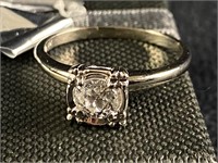 Antique Certified .55 Carat 14K White Gold Solitai