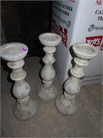 Lot of (3) Concrete Candleholders