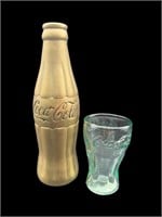 Vinyage 7" Brass Coca Cola Bottle & Shot Glass