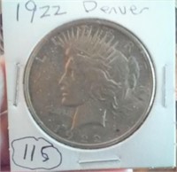 1922 DENVER US Peace silver dollar