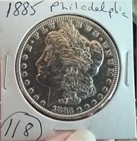 1885 Philadelphia Morgan US silver dollar UNC