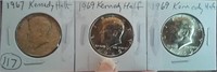 3 Kennedy half dollars 1967 1969 (2)