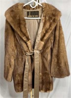 Shillito’s Fur Salon Wrap Coat w/ Leather Belt