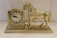 CLOCK WITH HORSE FIGURINE