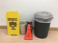 TRASH CANS AND SAFETY SIGNS