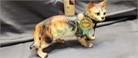 vintage NAPCO porcelain cat Japan 6" long metal