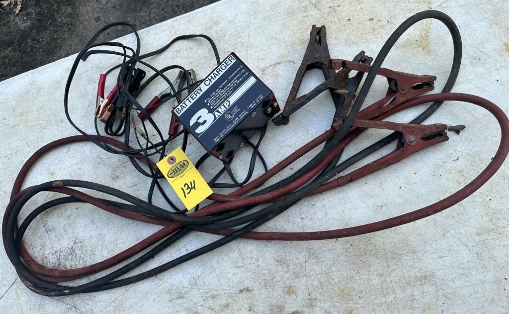 3 Amp Battery Charger & Jumper Cables