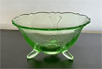 Vintage Green Uranium Glass Footed Dish