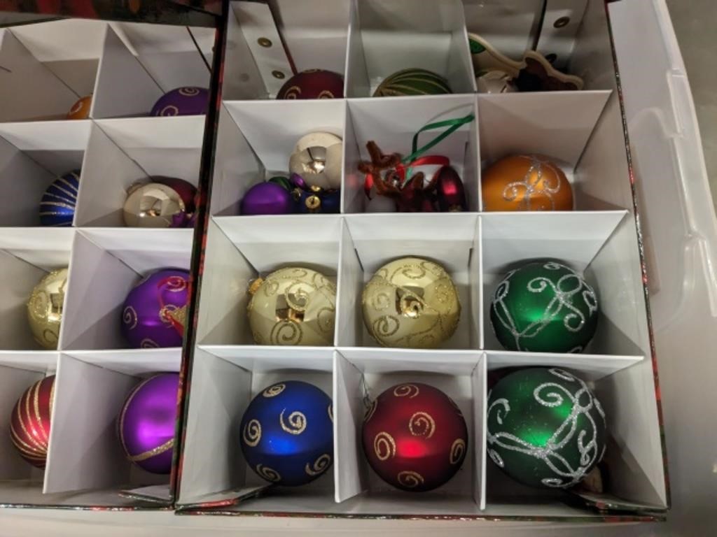 BOX OF CHRISTMAS ORNAMENTS