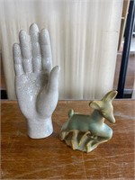 Crazed Ceramic Hand & Niloak Deer Vase