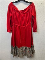 Vintage Femme Peasant Style Dress Red