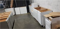 1 Lot (11) Assorted  & Damaged White Cabinets,