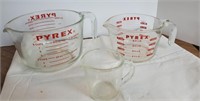 Pyrex Measuring Cups, (3)